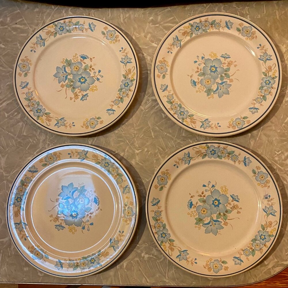 Carico Casual Collection "Celeste" 9554 Salad Plate Blue Flowers 7 3/4" 4 pieces